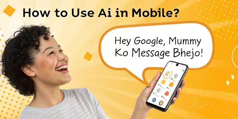 Image showing how to use AI in mobile with a person using voice assistant to send a message