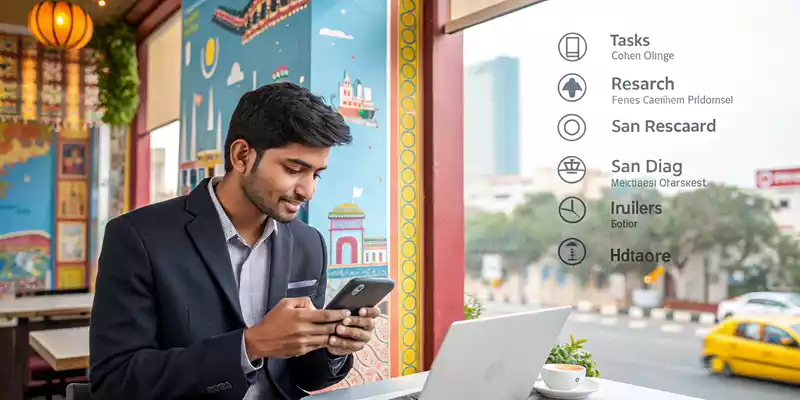 Indian tech office with team using Genspark AI chatbot interface