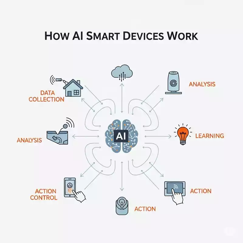 How AI smart devices function, AI home automation process