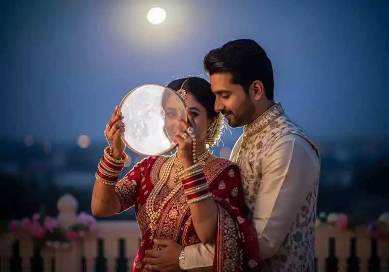 Beautiful karwa chauth images husband and wife