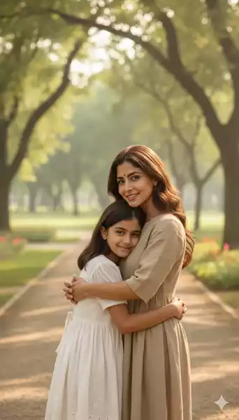 Realistic image of me hugging my childhood