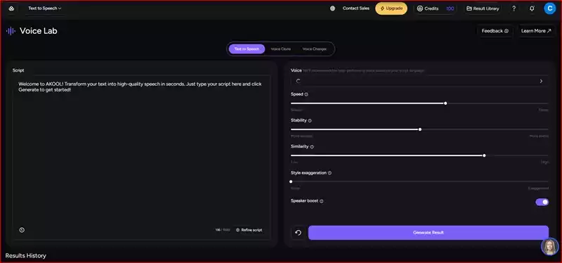 Akool AI VOICE GENERATORE