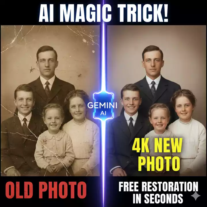 Gemini प्रॉम्प्ट्स और स्टेप्स | Old Photo Restoration AI Free