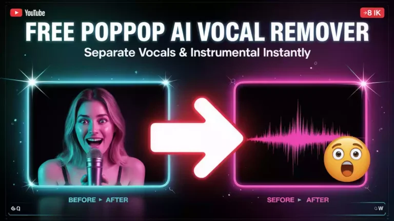 PopPop AI Vocal Remover: फ्री में गानों से वोकल हटाएं और प्रोफेशनल ऑडियो बनाएं