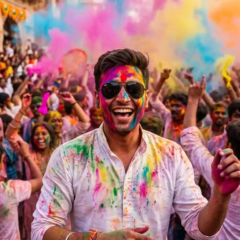 Holi ai photo editing prompt boy